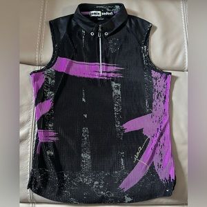 Jamie Sadock sleeveless golf shirt with zipper.